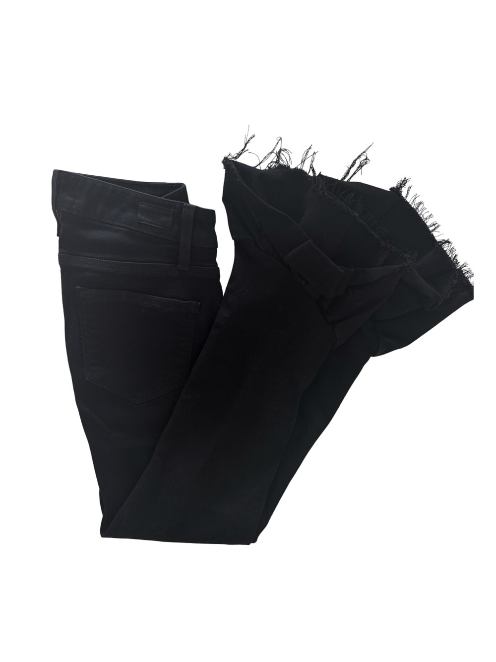 PAIGE Hoxton Black Ankle Jeans with Frayed Ruffle Hem